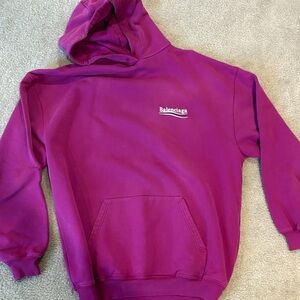 Balenciaga Fuchsia Pullover Hoodie with White Logo
